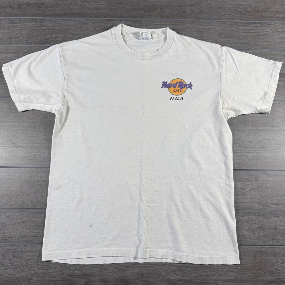 Hard Rock Cafe T Shirt XL White Vintage Maui Surfboards Graphic Tee Made in USA